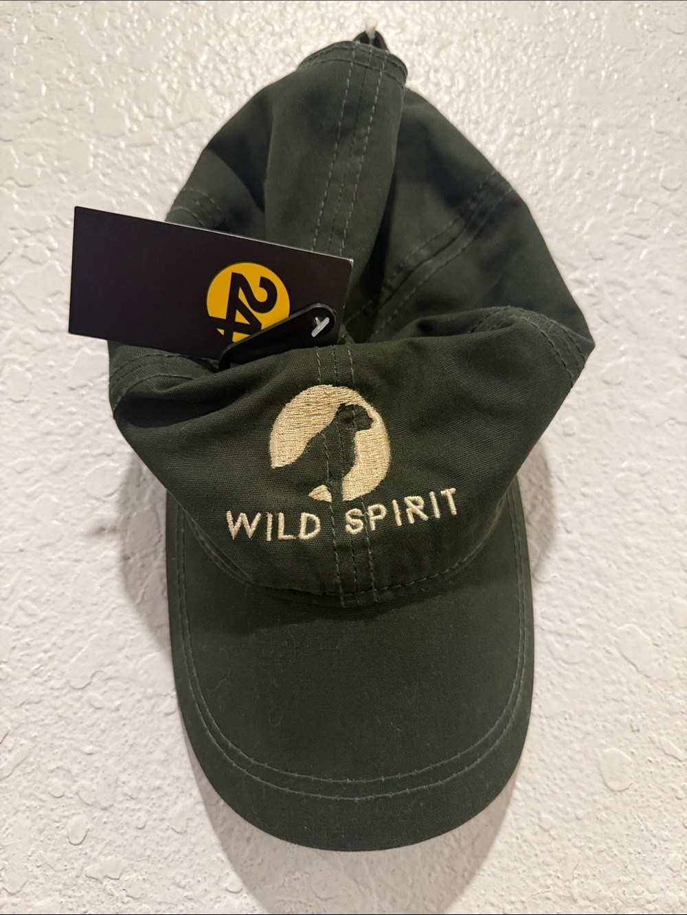 Dark Green 'Wild Spirit' Embroidered Baseball Cap with cheetah